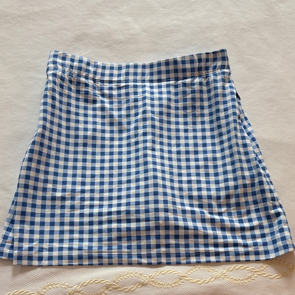 J. McLaughlin Blue and White Checkered A-Line Skort